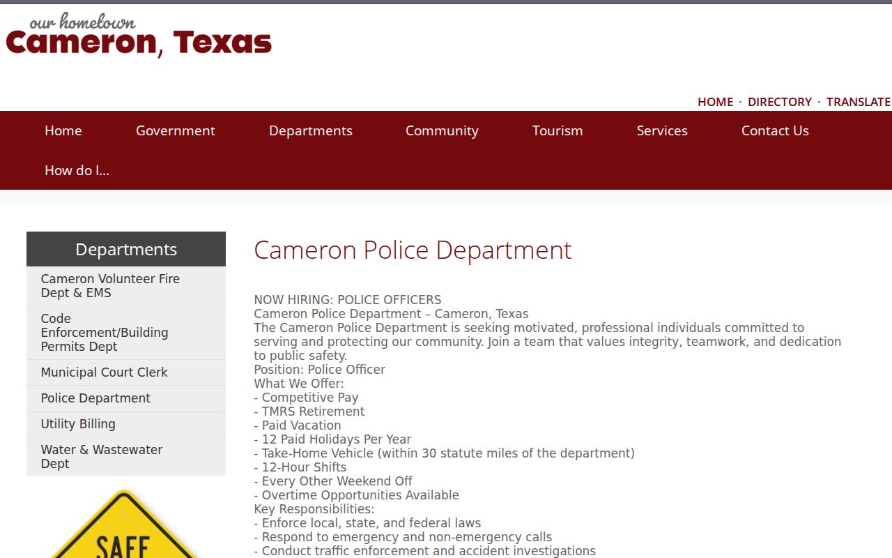 Cameron warrant records, Police Department contact and court route